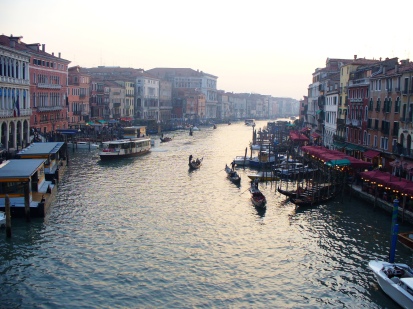 A view of the water from one of Venice's many bridges